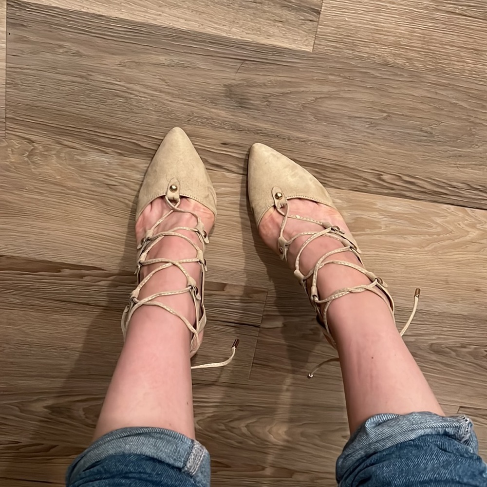 Tan Lace Up Heels
